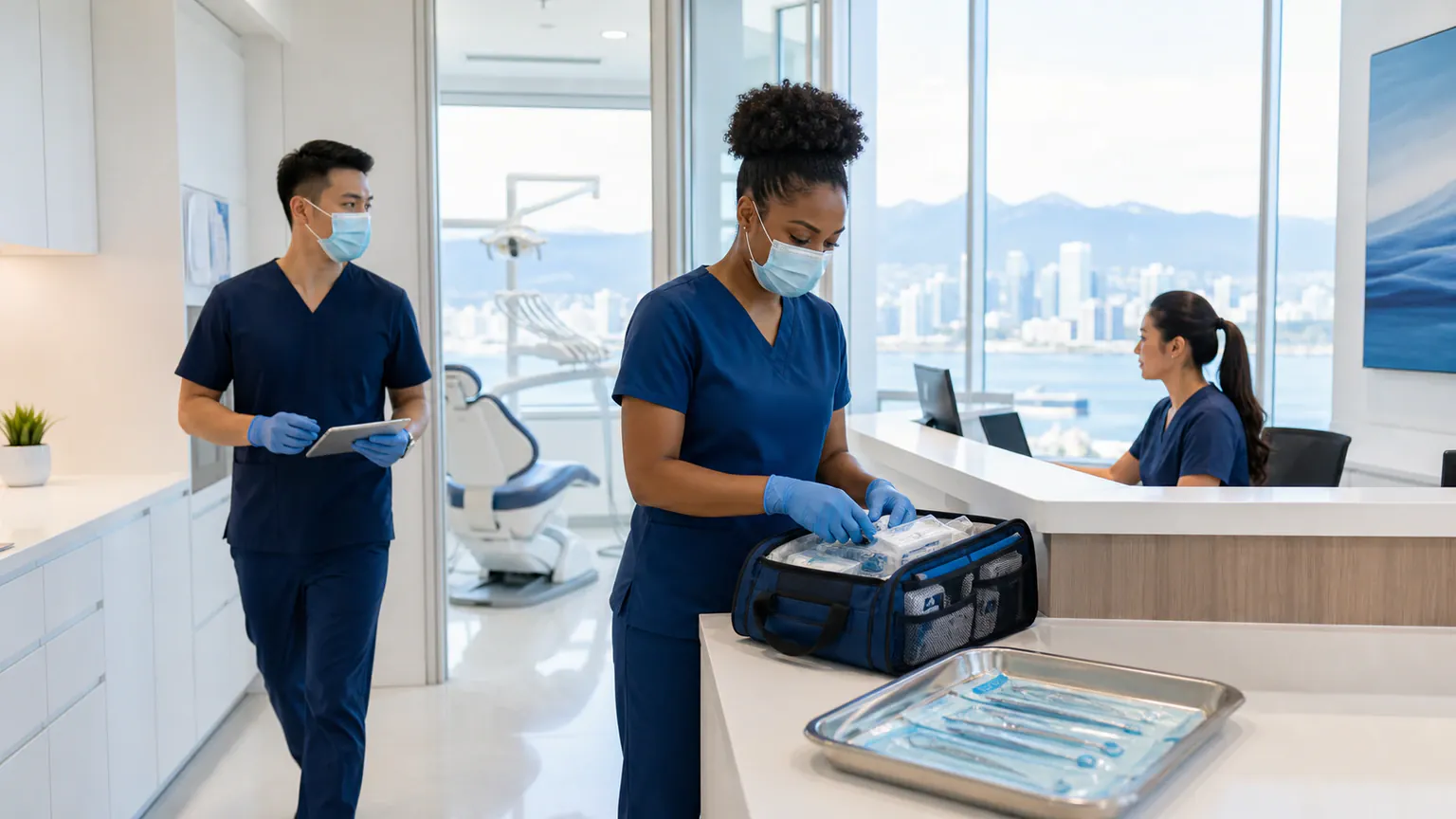 Dental clinic team ready to help with an urgent dental problem